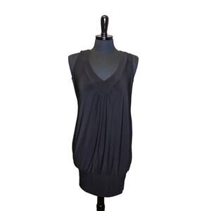 Tiana B Sleeveless Black Dress Mini Blouson Style V Neck Size S